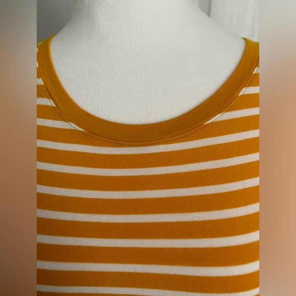 Old Navy | Yellow & White Luxe Long Sleeve Crew Neck Striped Tee | Size Medium - Picture 2 of 7